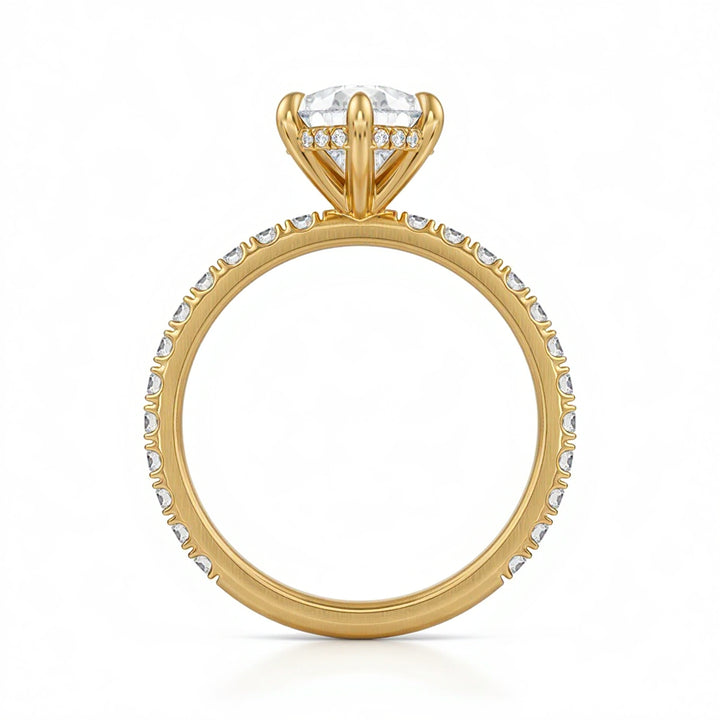 Pear Hidden Halo With Pave Ring
