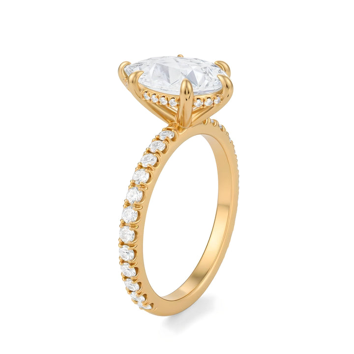 Pear Hidden Halo With Pave Ring