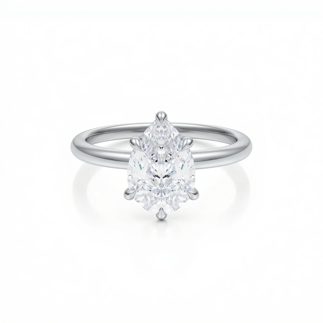 Pear Martini Basket Solitaire Ring