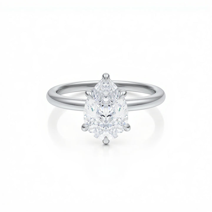 Pear Martini Basket Solitaire Ring