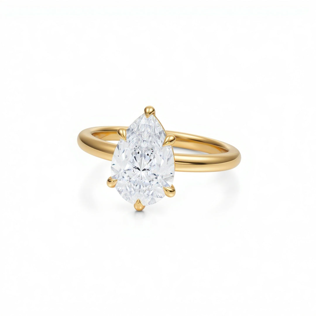 Pear Martini Basket Solitaire Ring