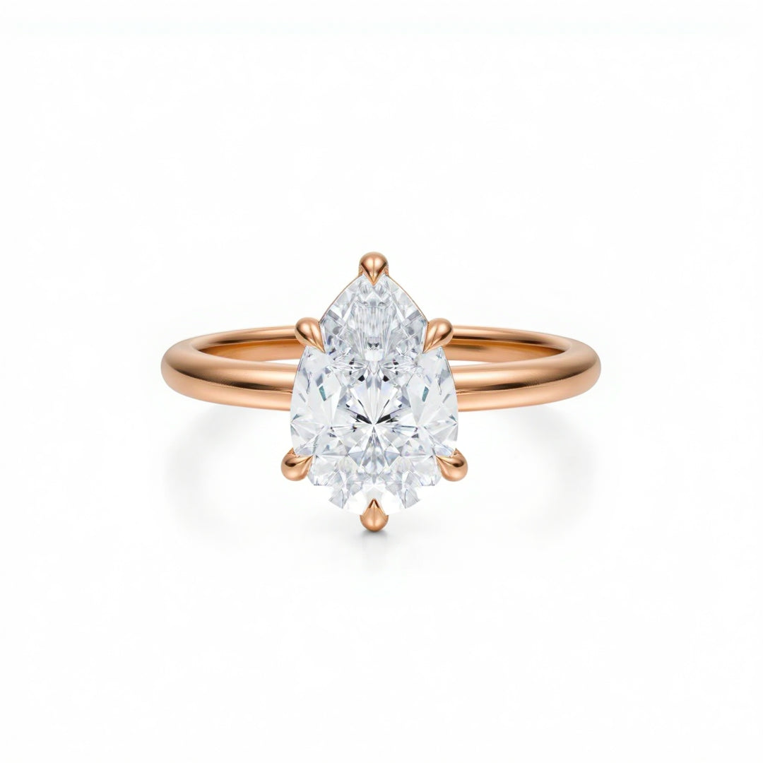 Pear Martini Basket Solitaire Ring