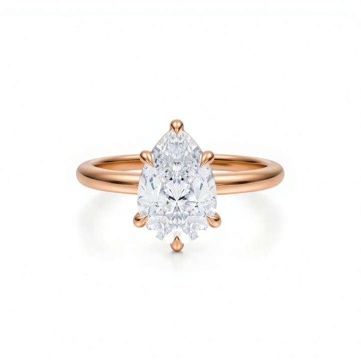 Pear Martini Basket Solitaire Ring