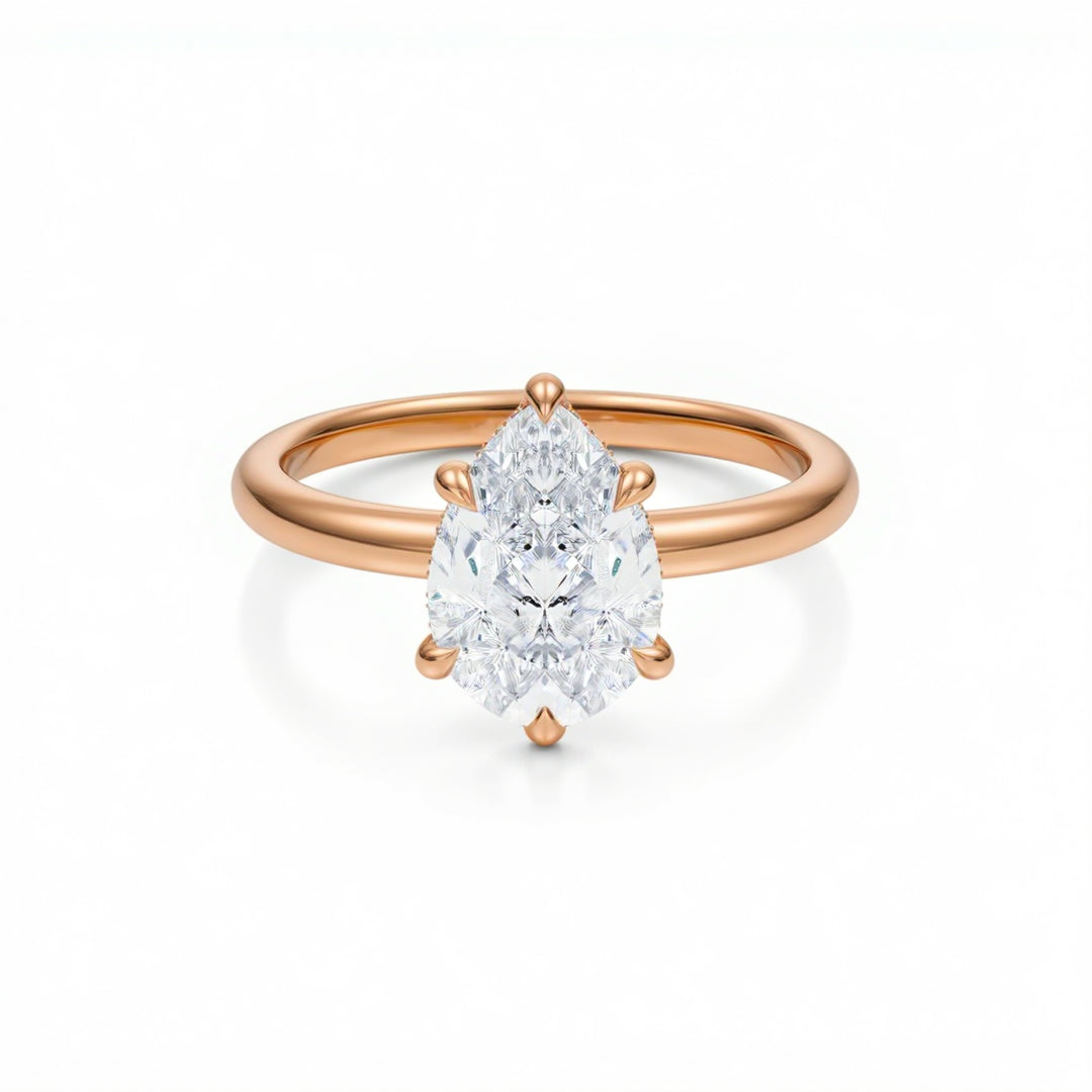 Pear Solitaire Ring With Hidden Halo