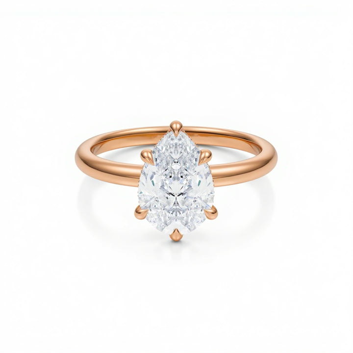 Pear Solitaire Ring With Hidden Halo