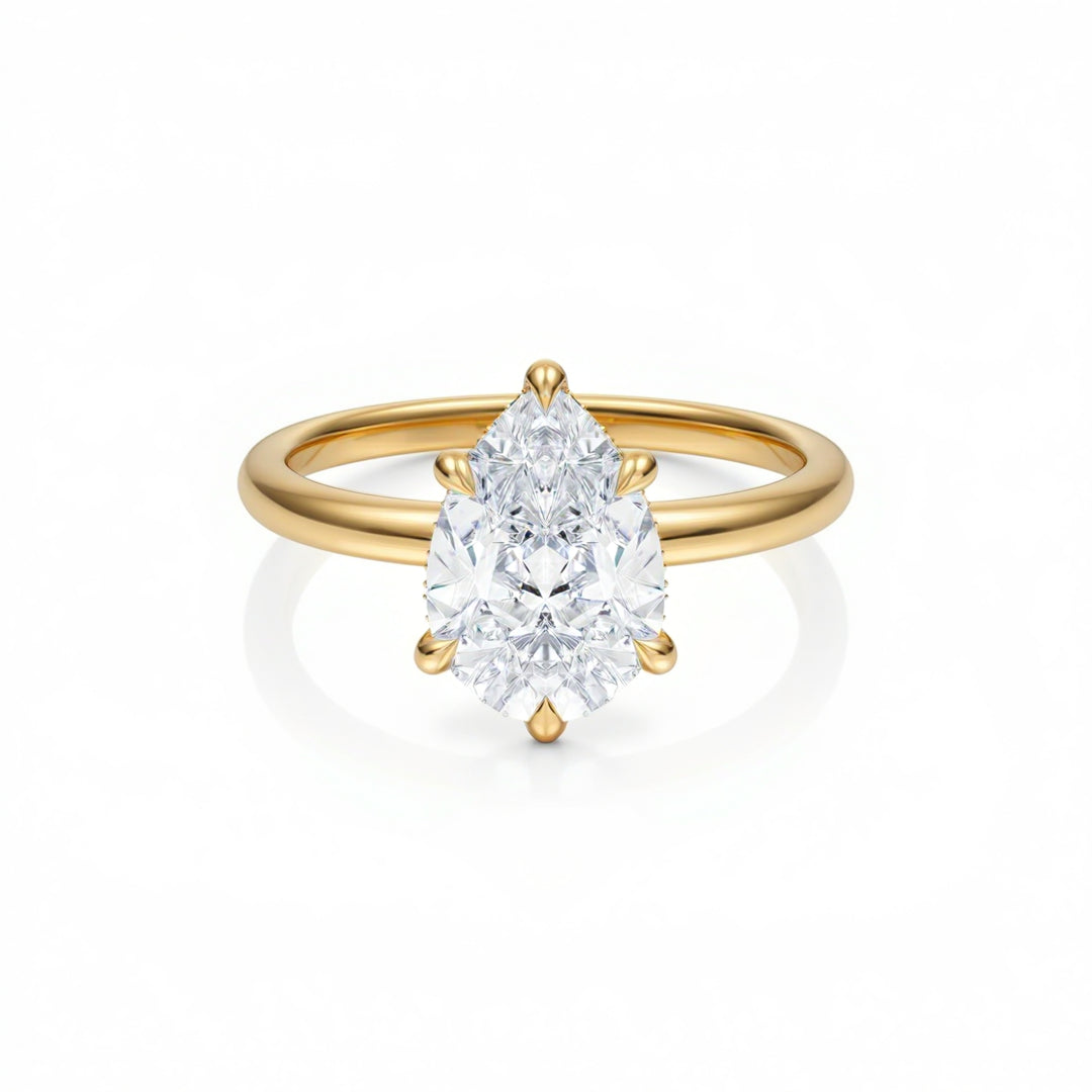 Pear Solitaire Ring With Hidden Halo