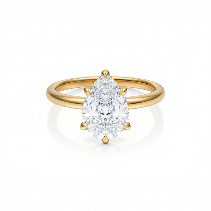 Pear Solitaire Ring With Hidden Halo