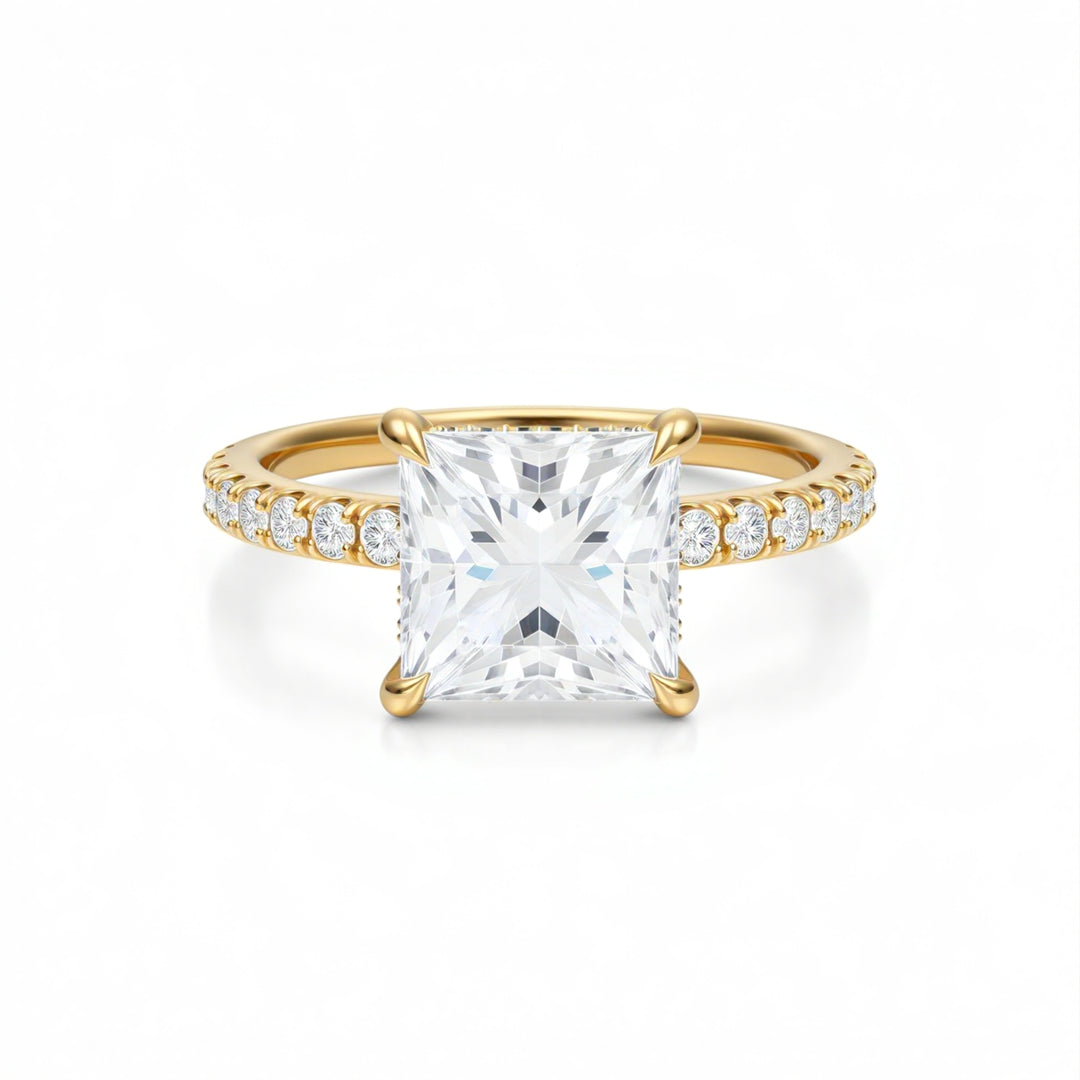 Princess Hidden Halo With Pave Ring