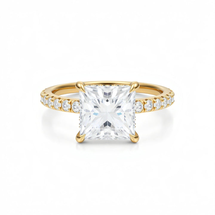 Princess Hidden Halo With Pave Ring