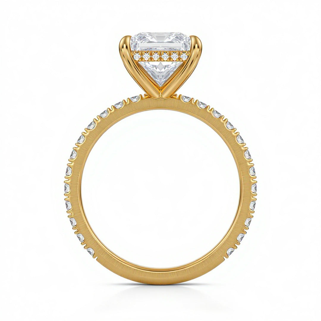 Princess Hidden Halo With Pave Ring