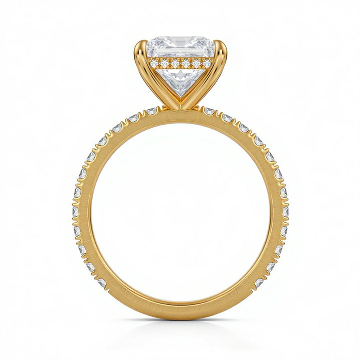 Princess Hidden Halo With Pave Ring