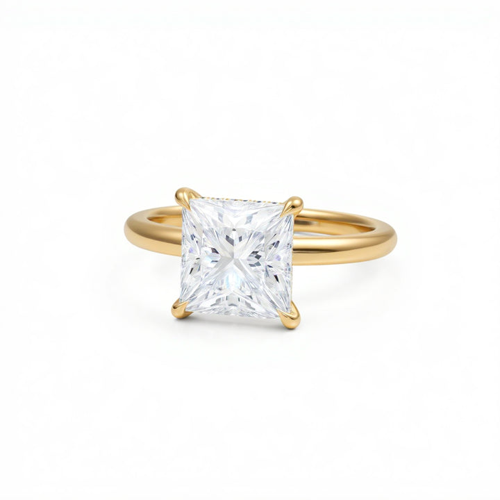 Princess Solitaire Ring With Hidden Halo