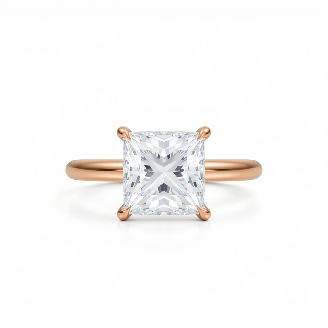 Princess Solitaire Ring With Hidden Halo