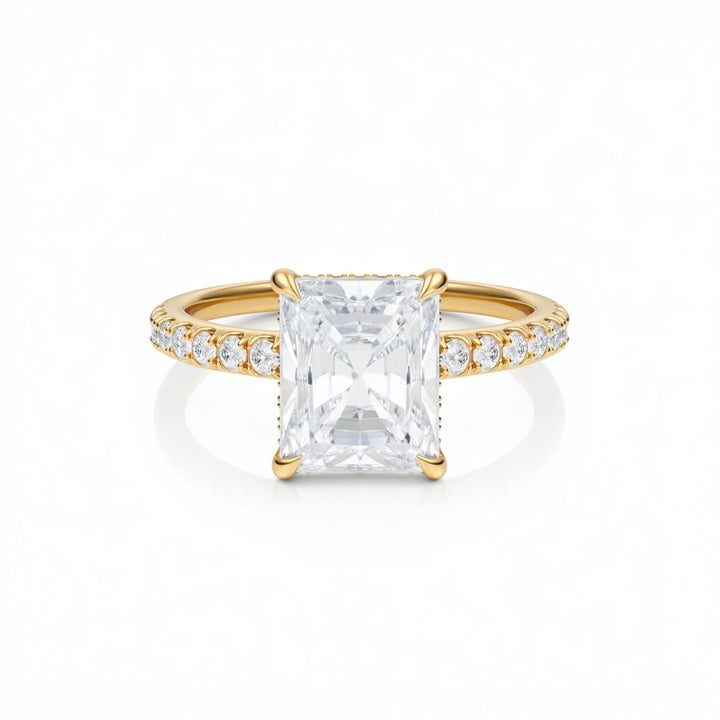 Radiant Diamond Basket With Pave Ring