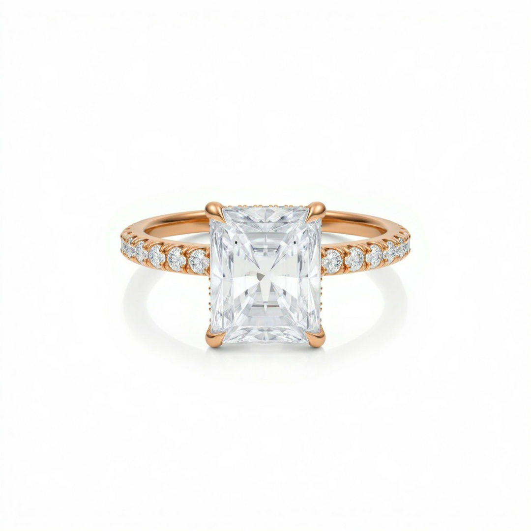 Radiant Diamond Basket With Pave Ring