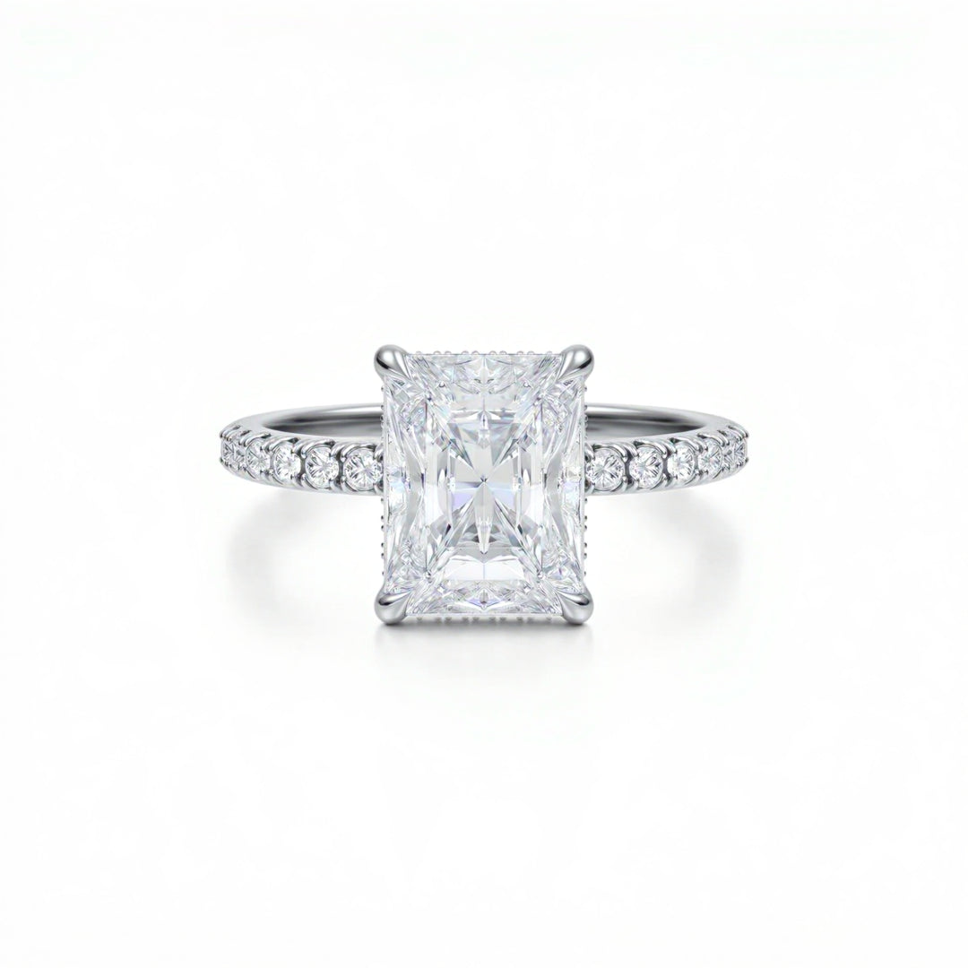 Radiant Diamond Basket With Pave Ring