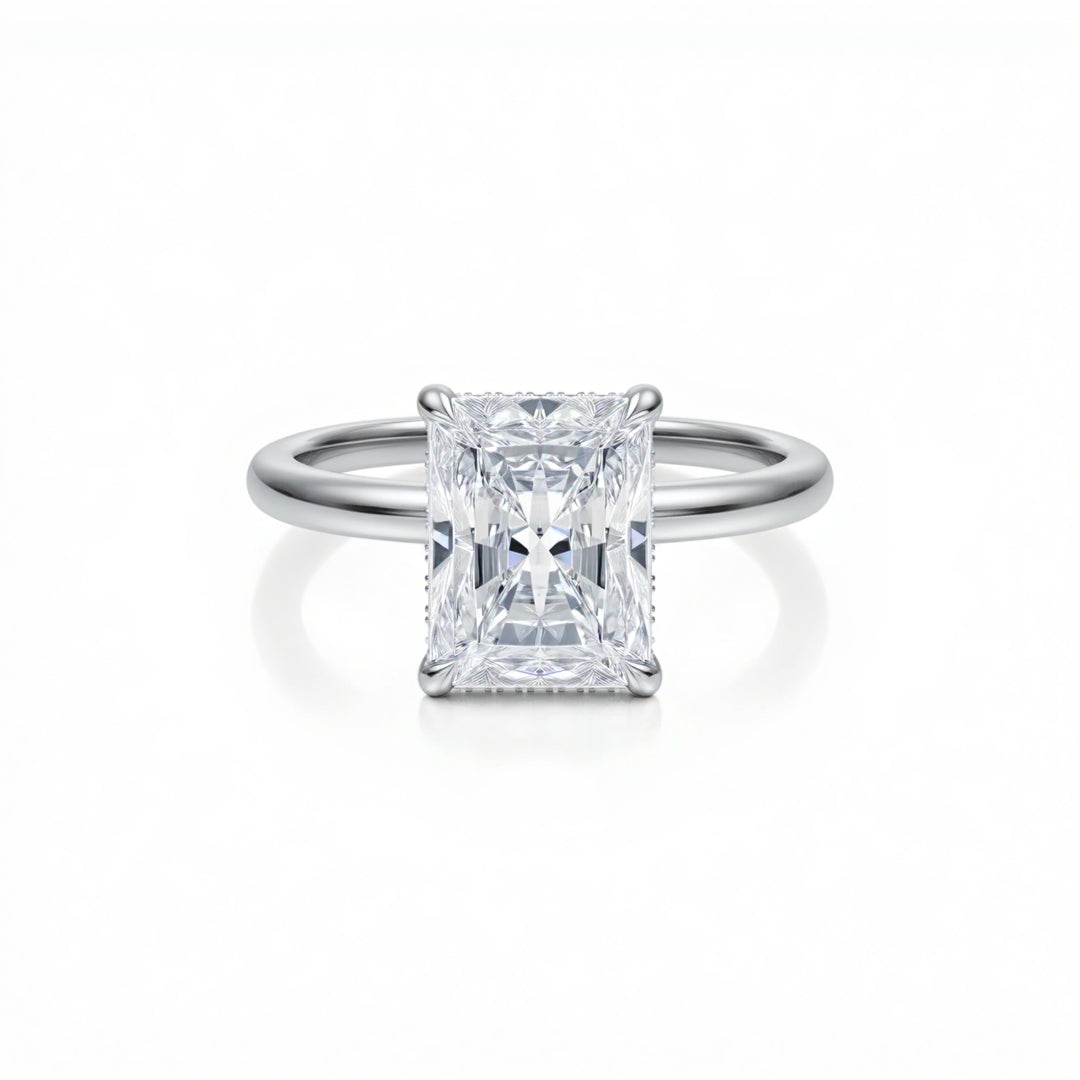 Radiant Solitaire Ring With Hidden Halo