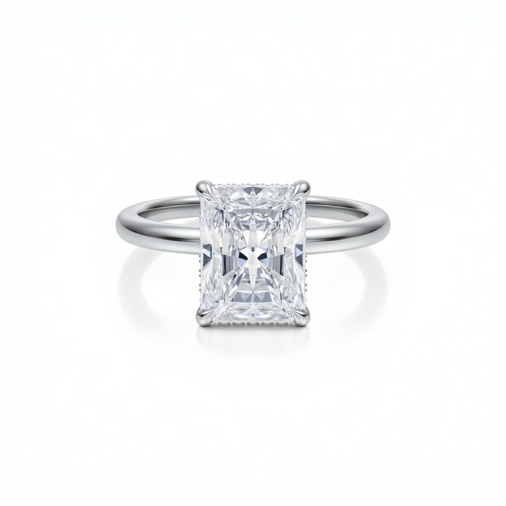 Radiant Solitaire Ring With Hidden Halo