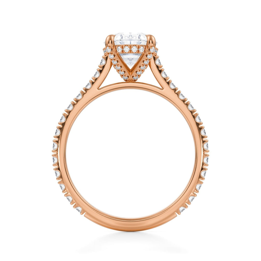 Oval Pave Cathedral Ring With Pave Basket