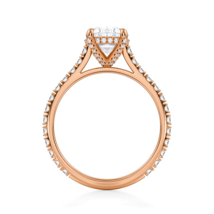 Oval Pave Cathedral Ring With Pave Basket