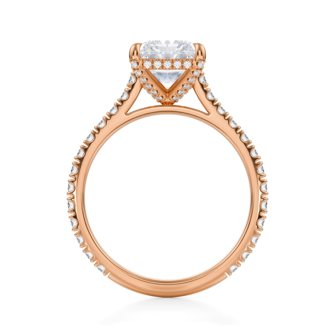 Radiant Pave Cathedral Ring With Pave Basket