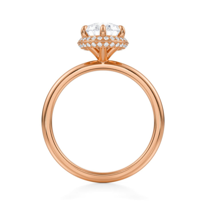 Pear Knife Edge Halo With Solitaire Ring