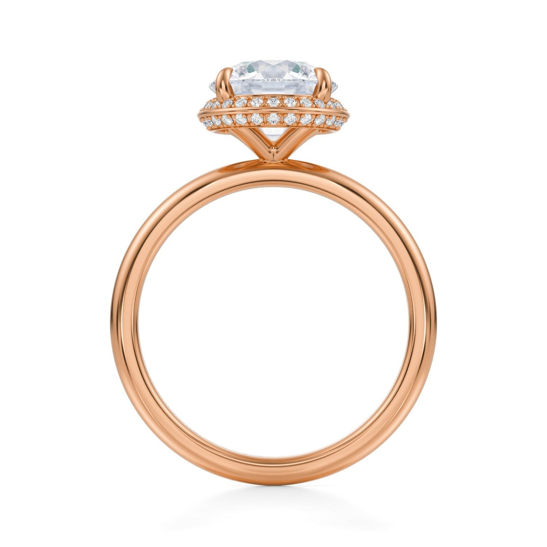 Round Knife Edge Halo With Solitaire Ring