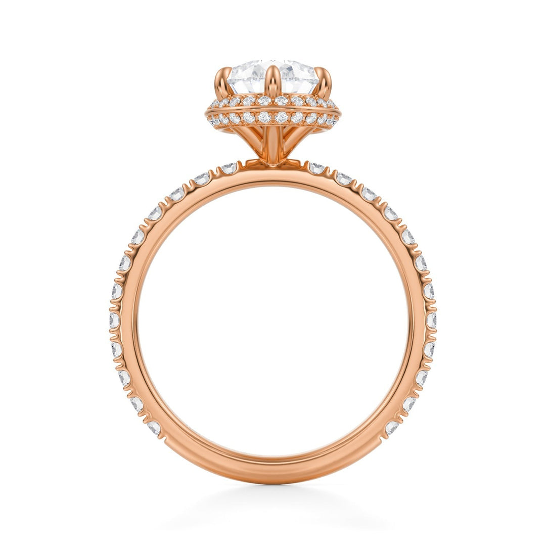 Pear Knife Edge Halo With Pave Ring