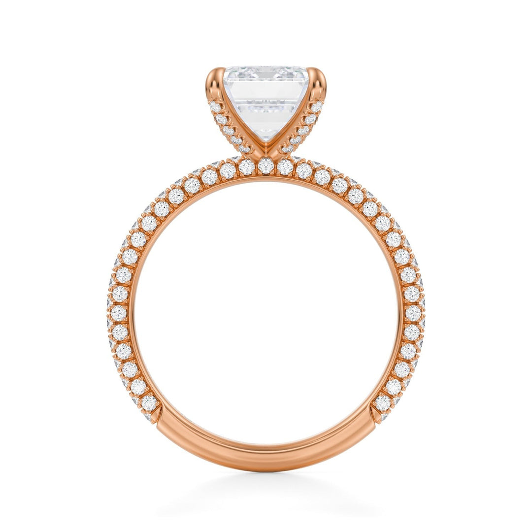 Emerald Trio Pave Ring With Pave Prongs