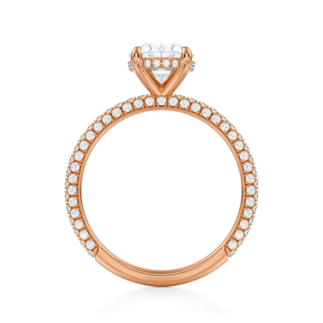 Oval Hidden Halo With Trio Pave Ring