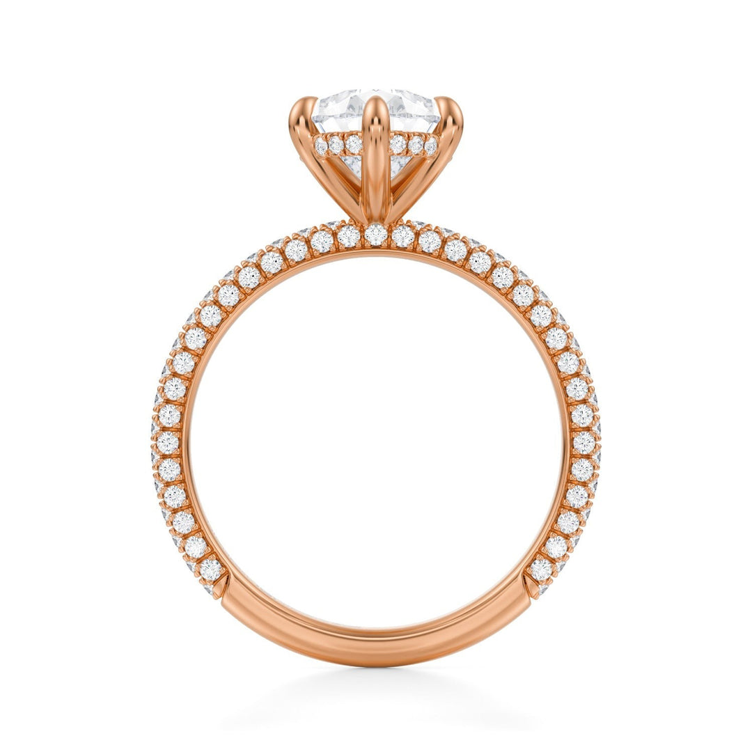 Pear Hidden Halo With Trio Pave Ring