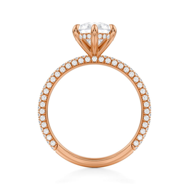 Pear Hidden Halo With Trio Pave Ring