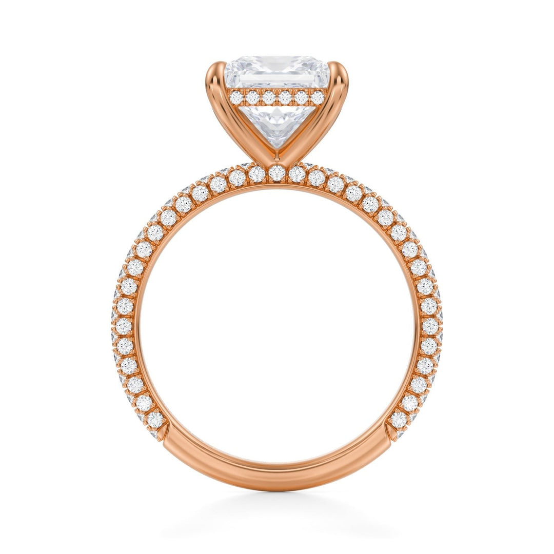 Princess Hidden Halo With Trio Pave Ring