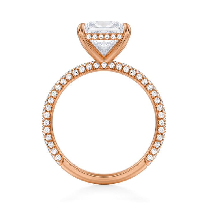Princess Hidden Halo With Trio Pave Ring