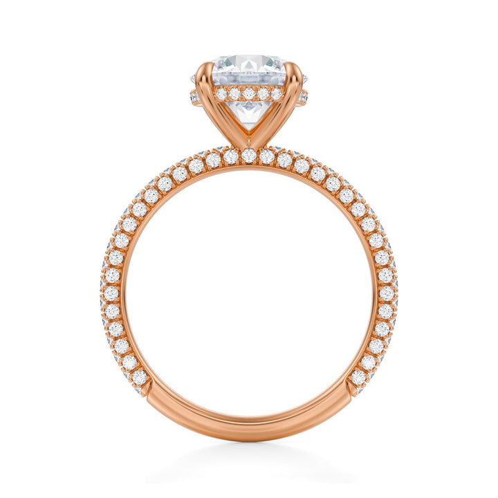 Round Hidden Halo With Trio Pave Ring