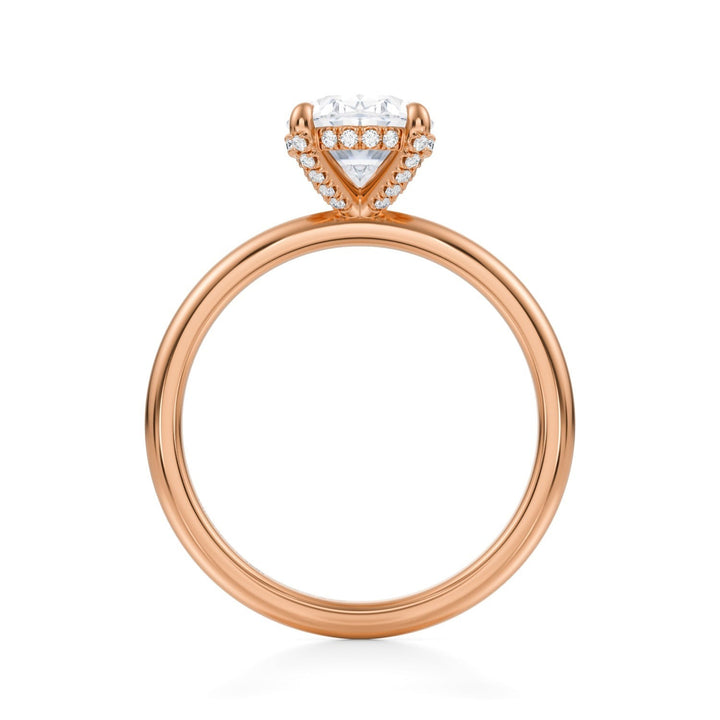 Oval Solitaire Ring With Pave Basket