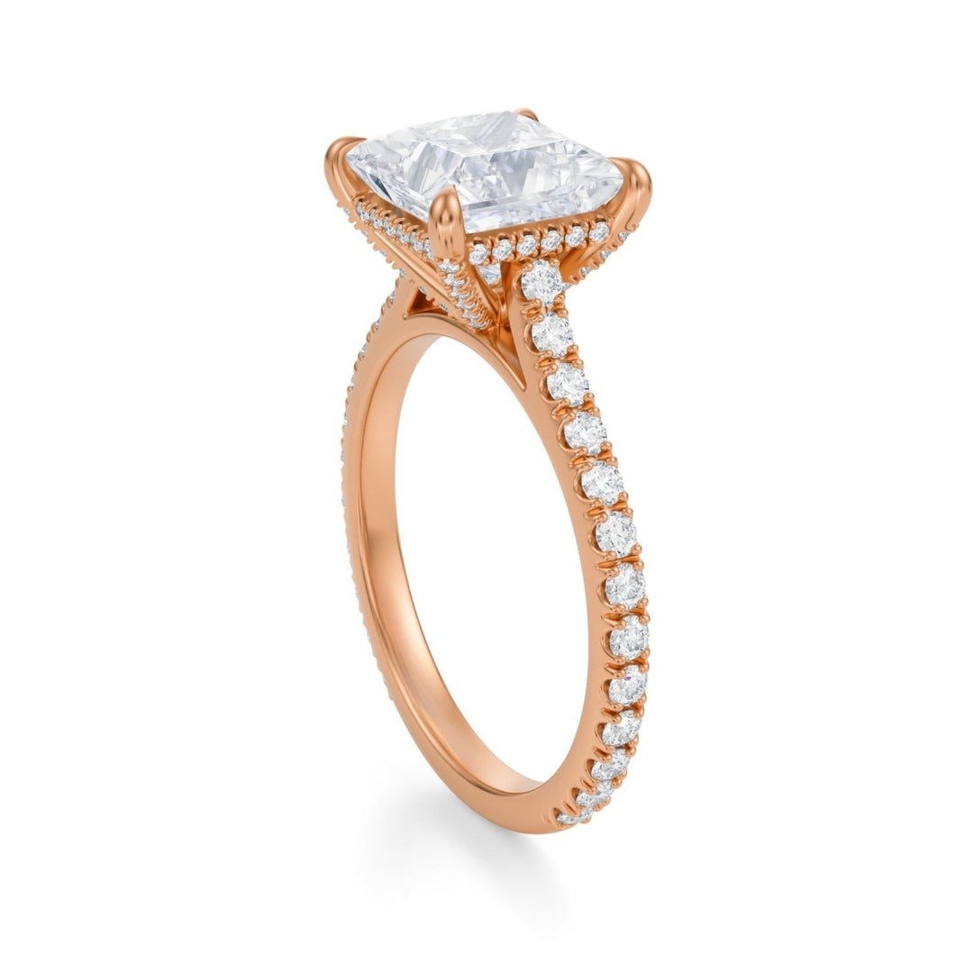 Princess Pave Cathedral Ring With Pave Basket