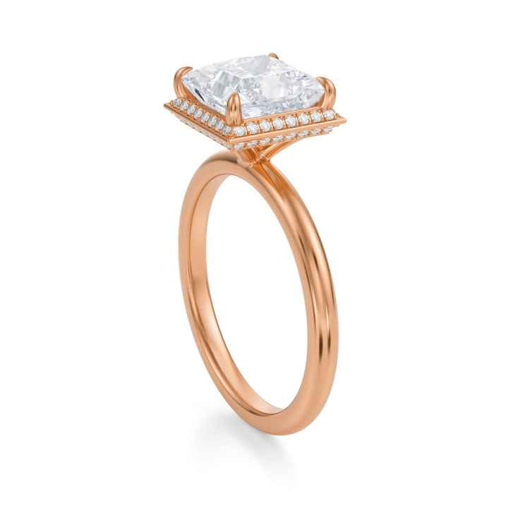 Princess Knife Edge Halo With Solitaire Ring
