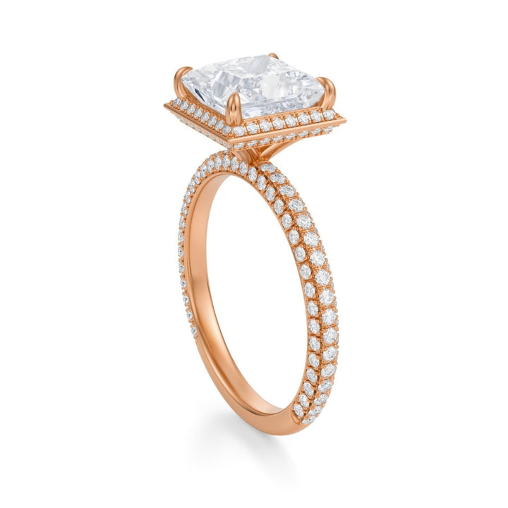 Princess Knife Edge Halo With Trio Pave Ring