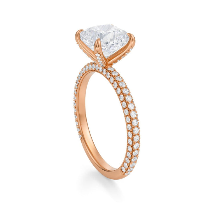 Cushion Trio Pave Ring With Pave Prongs