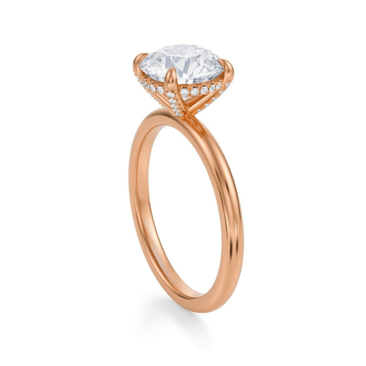 Round Solitaire Ring With Pave Basket