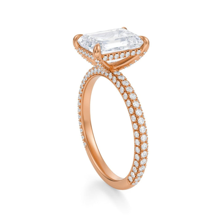 Emerald Pave Basket With Trio Pave Ring