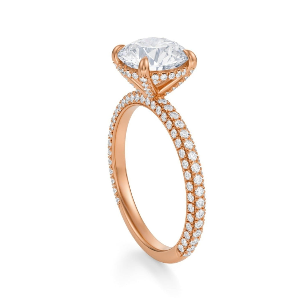 Round Pave Basket With Trio Pave Ring