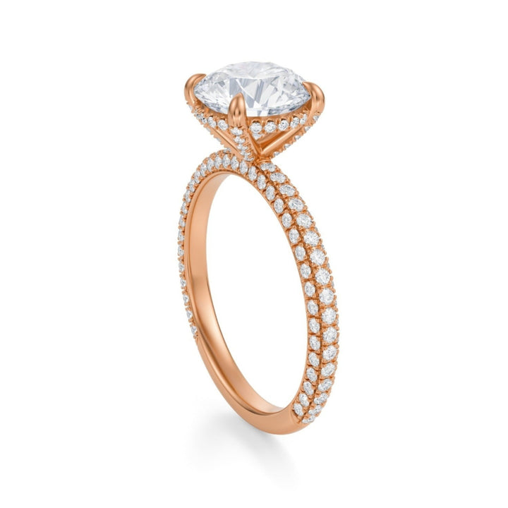 Round Pave Basket With Trio Pave Ring