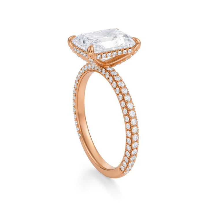 Radiant Pave Basket With Trio Pave Ring