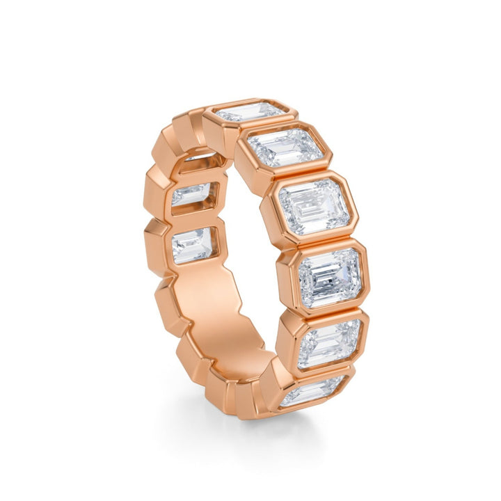 Emerald Bezel Eternity Band - Vertical
