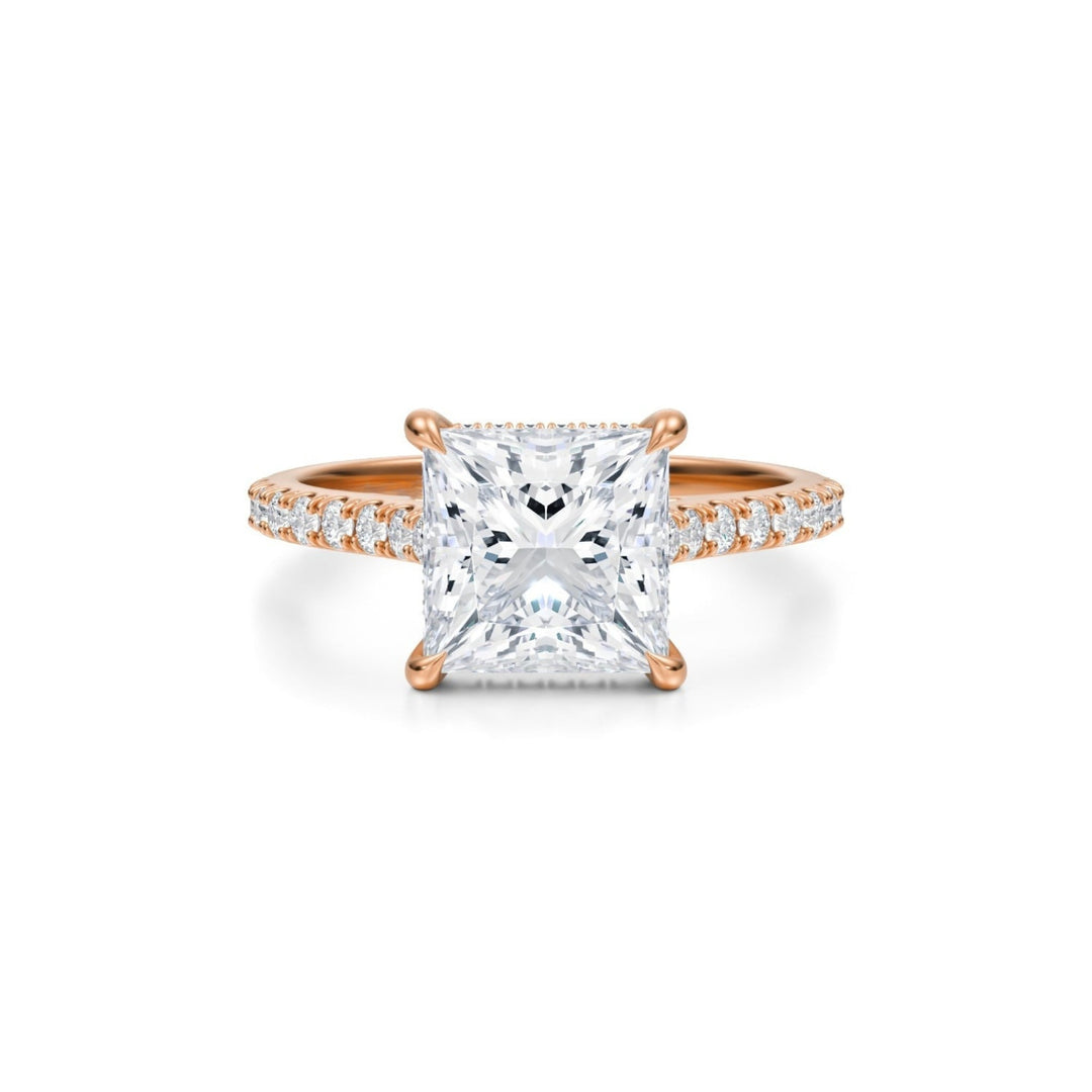 Princess Pave Cathedral Ring With Pave Basket