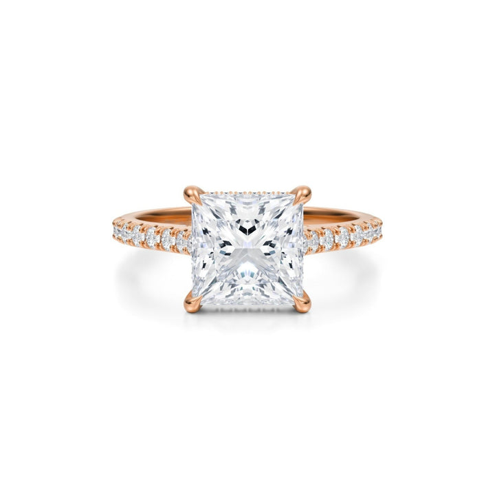Princess Pave Cathedral Ring With Pave Basket