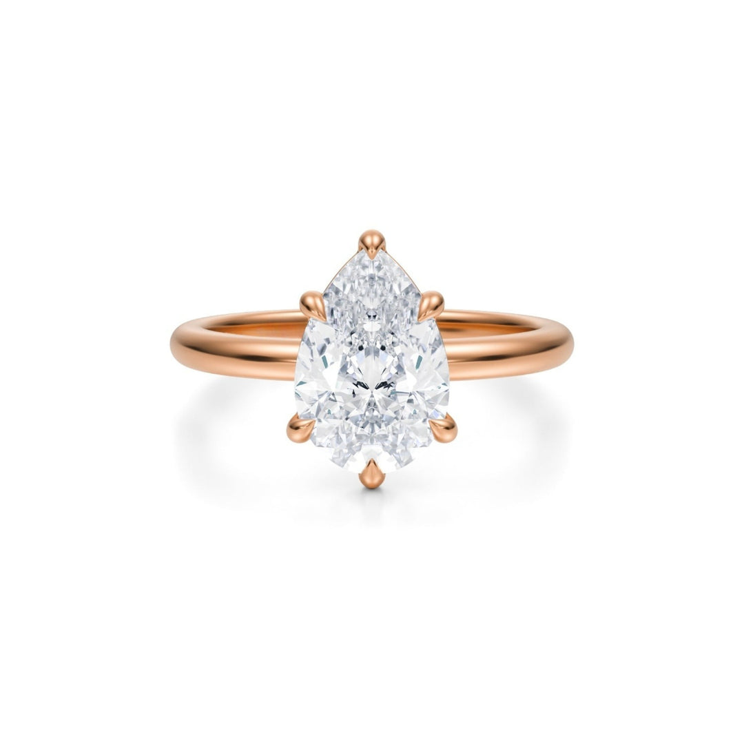 Pear Martini Basket Solitaire Ring