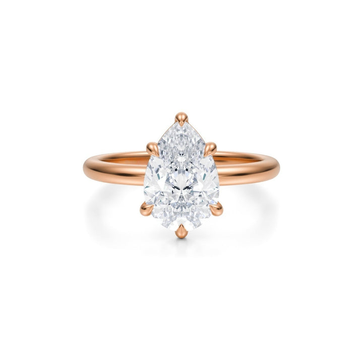 Pear Martini Basket Solitaire Ring
